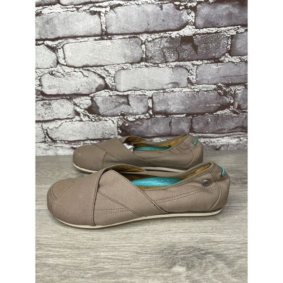 Mozo Taupe Canvas Fabric Comfort Slip Ballet Flats Shoes Women Sz 7.5M US/38EU - Picture 1 of 16
